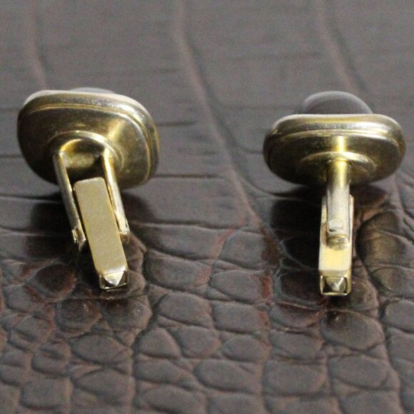 1950s Anson Art Deco Style Red Lucite Cuff Links Gold Tone Finish, Vintage - Picture 2 of 11